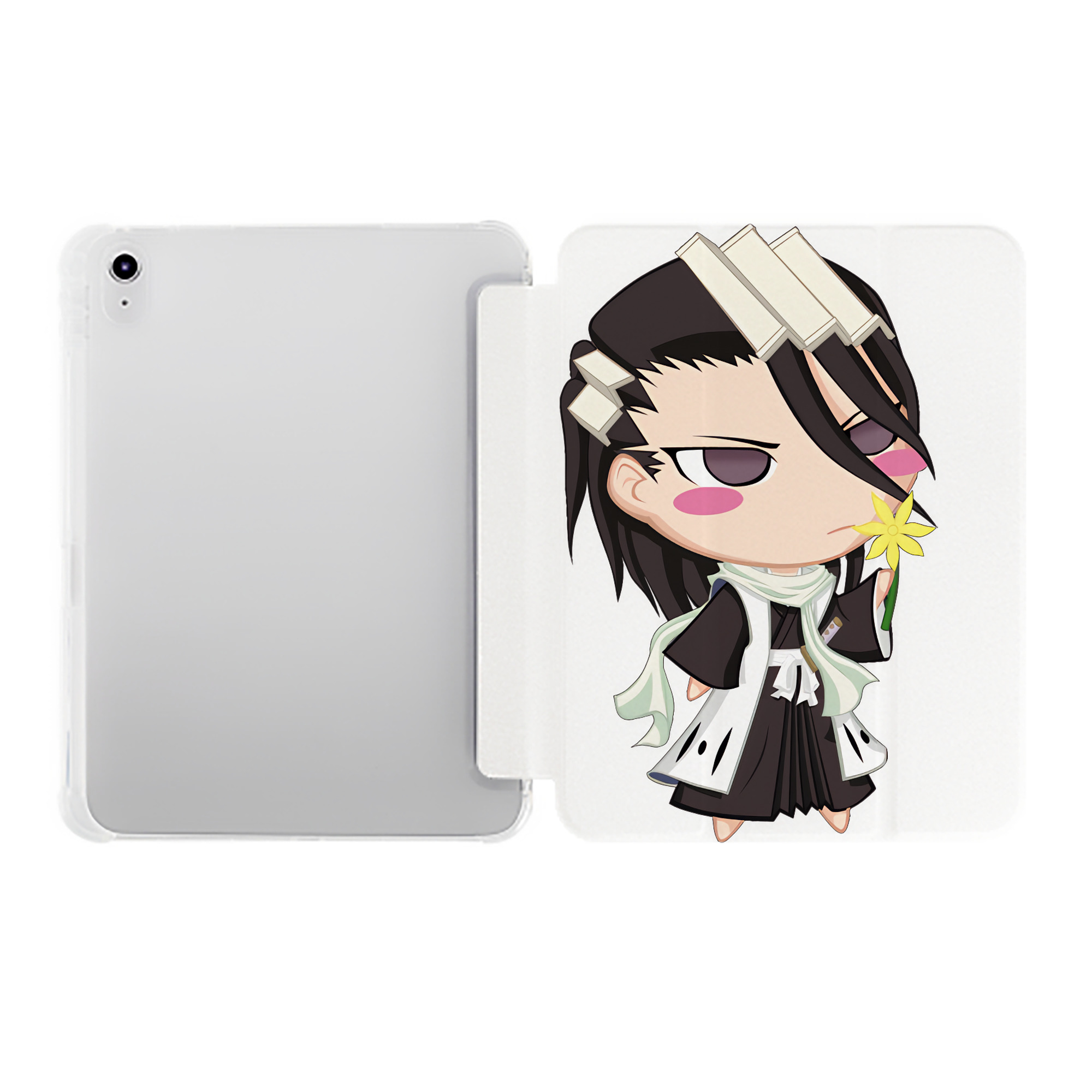 （画像用） ブリーチ くちき びゃくや BLEACH Kuchiki Byakuya IPad ケース ペン収納付き 三つ折りスタンド PUレザー×シリコン 対応機種9.5/10.5/10.9インチ